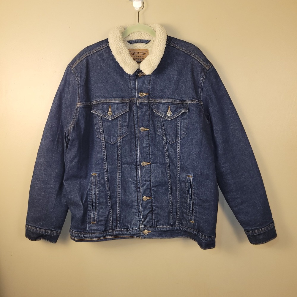 Levi's Vintage Indigo Denim‎ Sherpa Jean Jacket Men's Sz XL Dark Blue